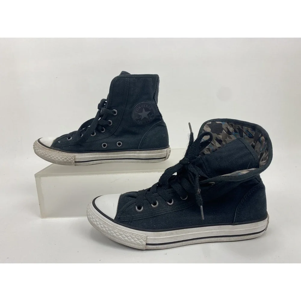 CONVERSE ALL STAR CHUCK TAYLOR BLACK FOLD OVER HI TOP SHOES‎ YOUTH SIZE 3